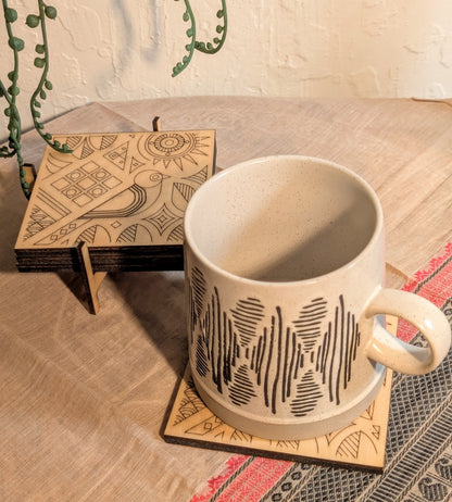 Folk Art Coaster Set