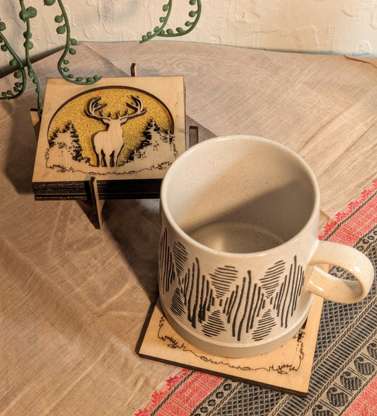 Woodland Stag Coaster Set